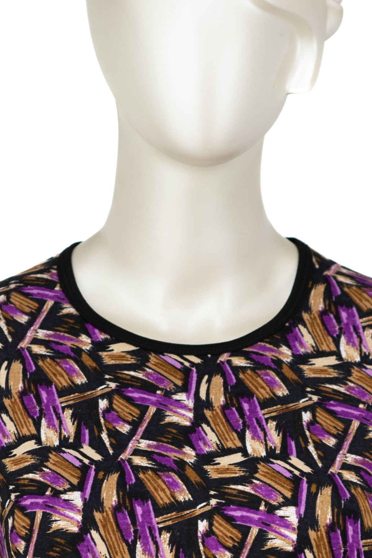 Kadın Turlu Viskon Penye Kumaş Anne Bluz Yasemen Desenli Uzun Kollu Tam Kalıp Likralı